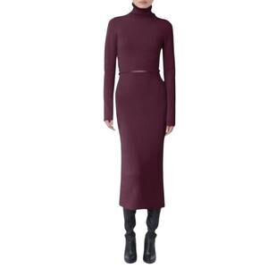 Gauge81 dress Suno Long Sleeve Cut Out Midi merlot size 34 (XS)